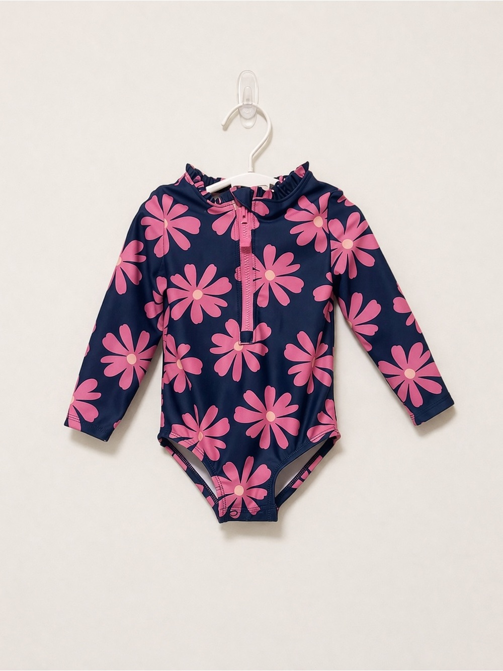 Carter's Navy One-Piece Swimsuit with Pink Daisy Print
